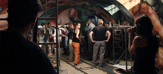 Fotografía de filmación de El mural (2010).