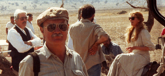 Félix Monti (ADF) en el rodaje de Gringo viejo (1988).